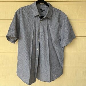 Murano Men's Grey Patterned Short Sleeve Shirt Button Down